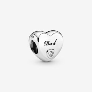 Pandora Dad's Love Heart Charm, silver tone