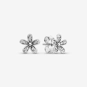 Pandora Daisy Flower Stud Earrings, silver tone, view 1