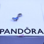 Pandora Disney Cinderella Glass Slipper Dangle Charm, silver tone and blue, view 1