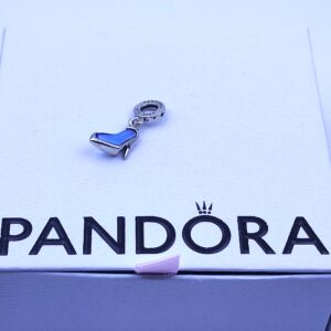 Pandora Disney Cinderella Glass Slipper Dangle Charm, silver tone and blue, view 1
