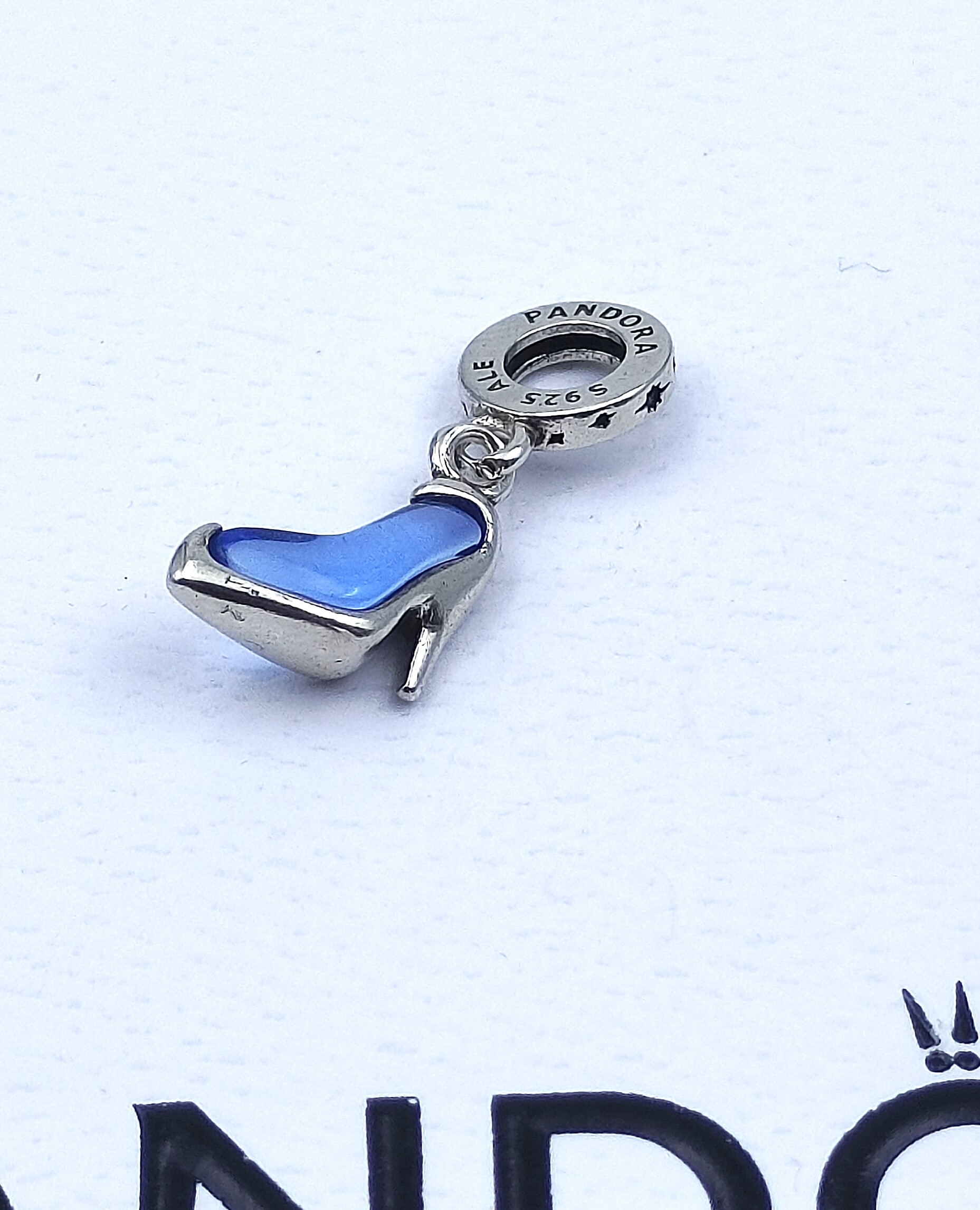 pandora disney cinderella glass slipper dangle charm Pandora Disney Cinderella Glass Slipper Dangle Charm, silver tone and blue, view 2