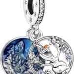 Pandora Disney Frozen Olaf Double Dangle Charm, silver tone and blue, view 1