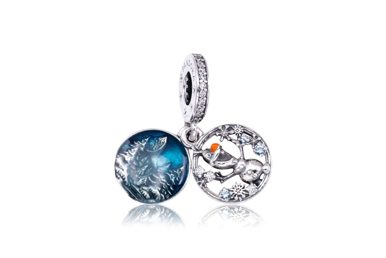 pandora disney frozen olaf double dangle charm Pandora Disney Frozen Olaf Double Dangle Charm, silver tone and blue, view 2