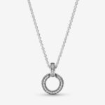 Pandora Double Circle Pendant Necklace, silver tone, view 1