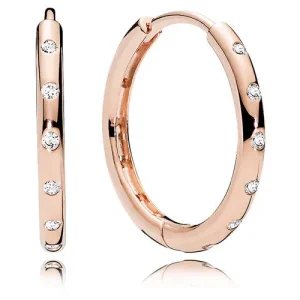 Pandora Droplets Hoop Earrings, rose tone, view 1