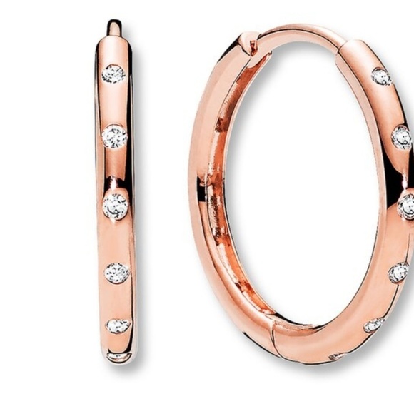 pandora droplets hoop earrings Pandora Droplets Hoop Earrings, rose tone, view 2