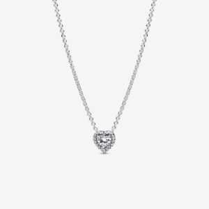 Pandora Elevated Heart Necklace, silver tone, view 1