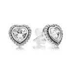 Pandora Elevated Heart Stud Earrings, silver tone