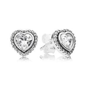 Pandora Elevated Heart Stud Earrings, silver tone