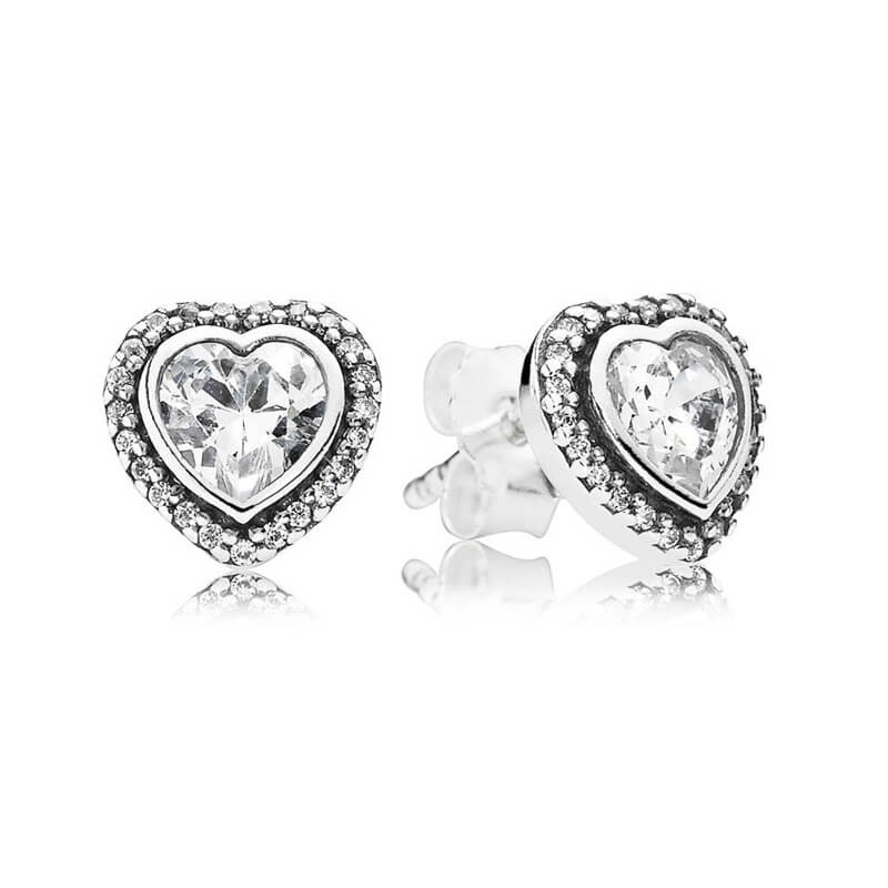 pandora elevated heart stud earrings Pandora Elevated Heart Stud Earrings, silver tone