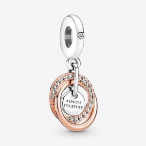 Pandora Family Always Encircled Dangle Charm, two tone, view 1