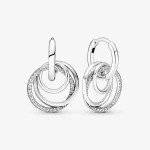 Pandora Family Always Encircled Drop Earrings, silver tone, view 1