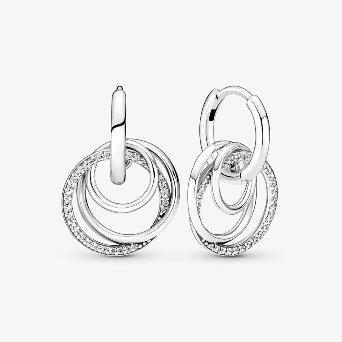 pandora family always encircled drop earrings Pandora Family Always Encircled Drop Earrings, silver tone, view 1
