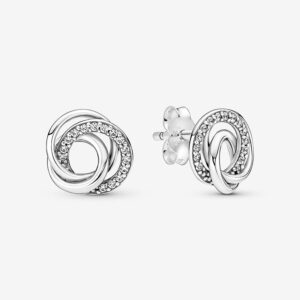 Pandora Family Always Encircled Stud Earrings, silver tone, view 1