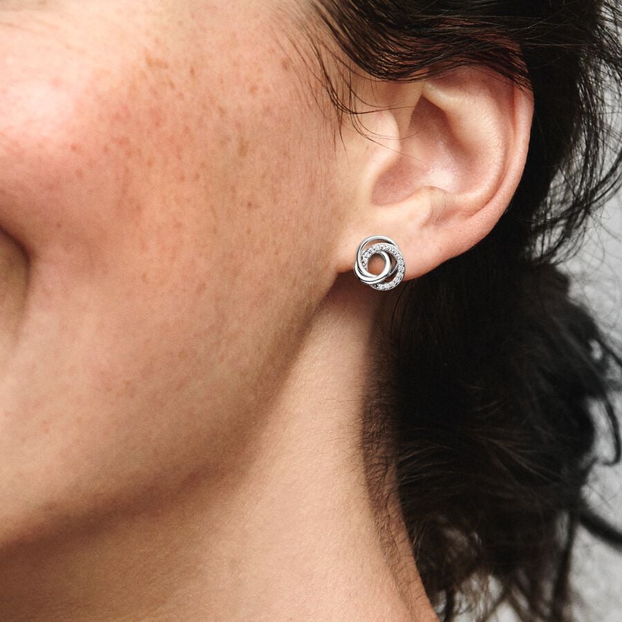pandora family always encircled stud earrings Pandora Family Always Encircled Stud Earrings, silver tone, view 2