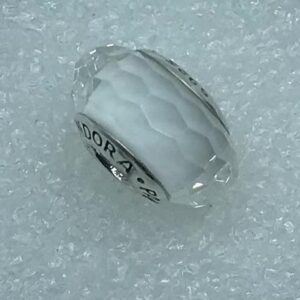 Pandora Fascinating White Glass Bead Charm, white, view 1