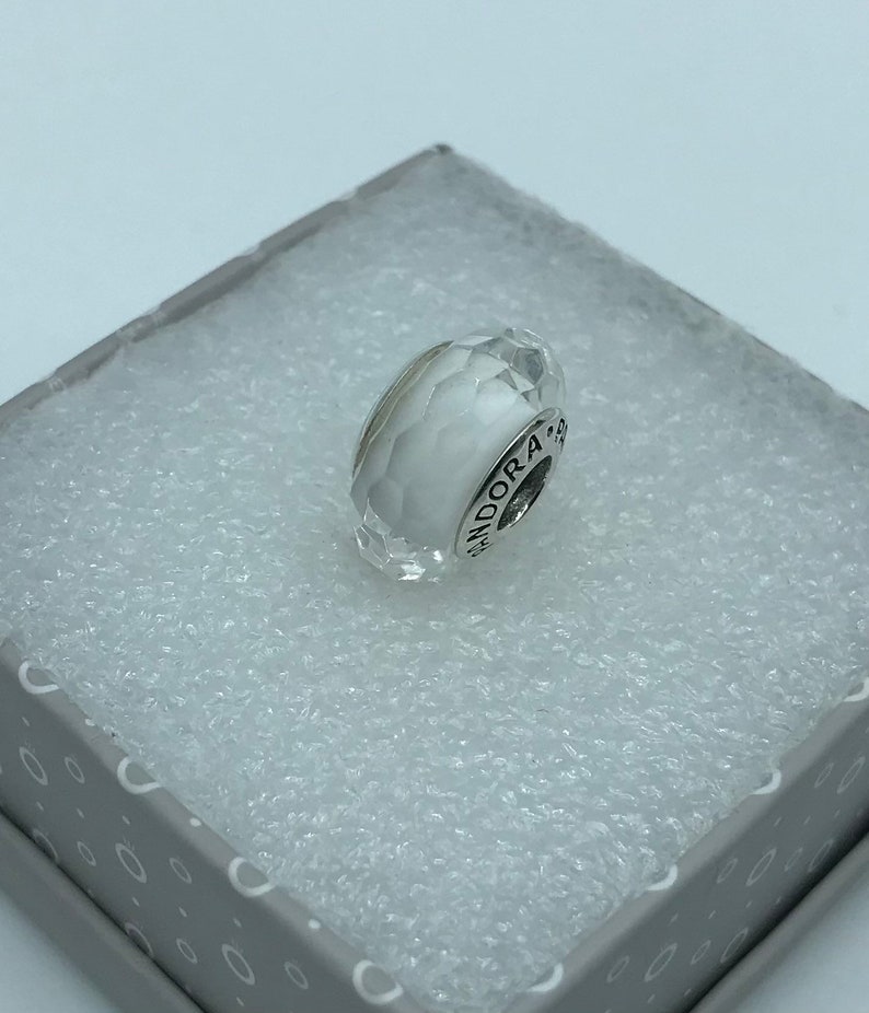 pandora fascinating white glass bead charm Pandora Fascinating White Glass Bead Charm, white, view 2