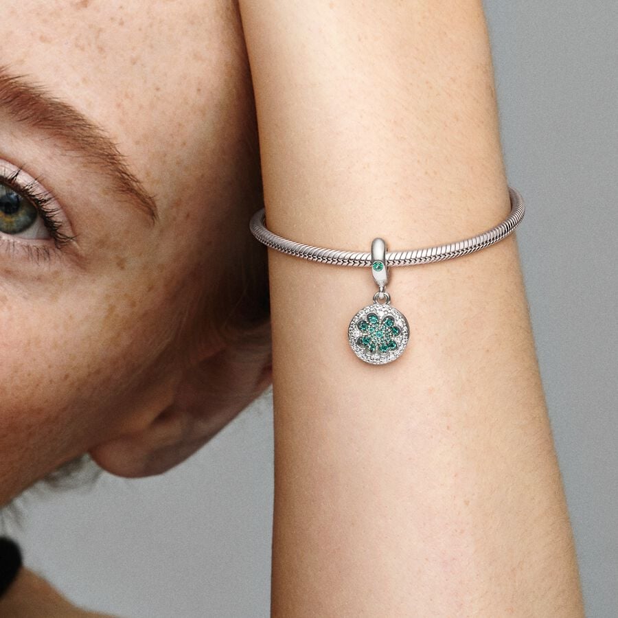 pandora green clover dangle charm Pandora Green Clover Dangle Charm, green, view 2