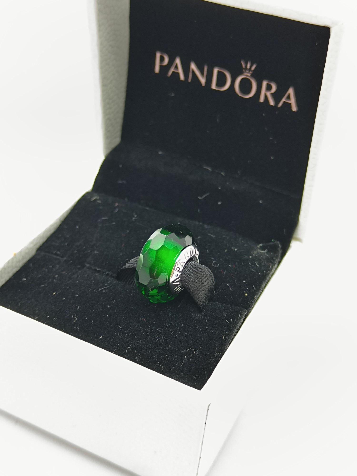 pandora green faceted glass bead charm Pandora Green Faceted Glass Bead Charm, green, view 1