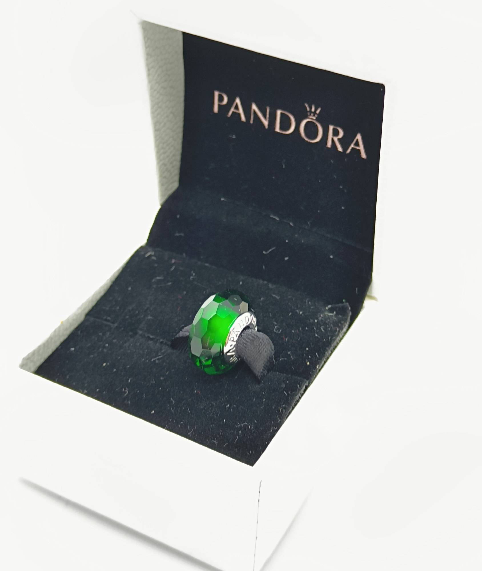 pandora green faceted glass bead charm Pandora Green Faceted Glass Bead Charm, green, view 2
