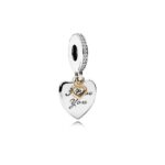Pandora I Love You Forever Heart Dangle Charm, two tone, view 1