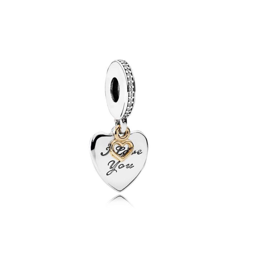 pandora i love you forever heart dangle charm Pandora I Love You Forever Heart Dangle Charm, two tone, view 1