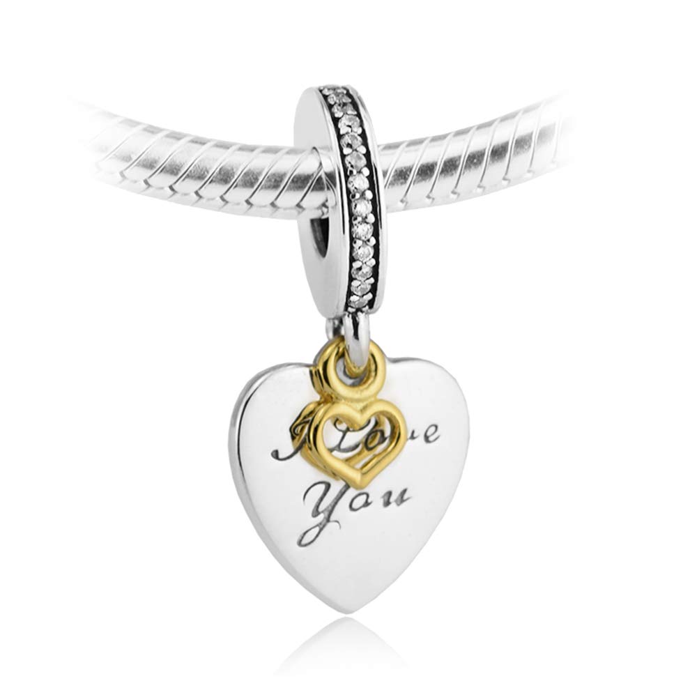 pandora i love you forever heart dangle charm Pandora I Love You Forever Heart Dangle Charm, two tone, view 2