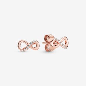 Pandora Infinity Stud Earrings, rose tone, view 1