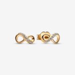 Pandora Infinity Stud Earrings, gold tone, view 1