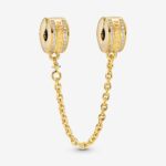 Pandora Logo Safety Chain, gold tone, view 1