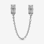 Pandora Logo Safety Chain Charm, silver tone, view 1