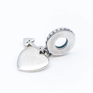 Pandora Love Struck Heart Dangle Charm, silver tone, view 1