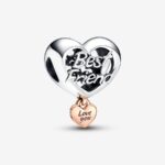 Pandora Love You Best Friend Heart Charm, two tone, view 1