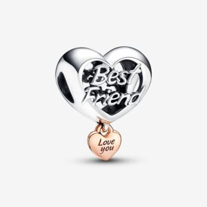 Pandora Love You Best Friend Heart Charm, two tone, view 1