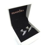 Pandora Majestic Feather Stud Earrings, silver tone, view 1