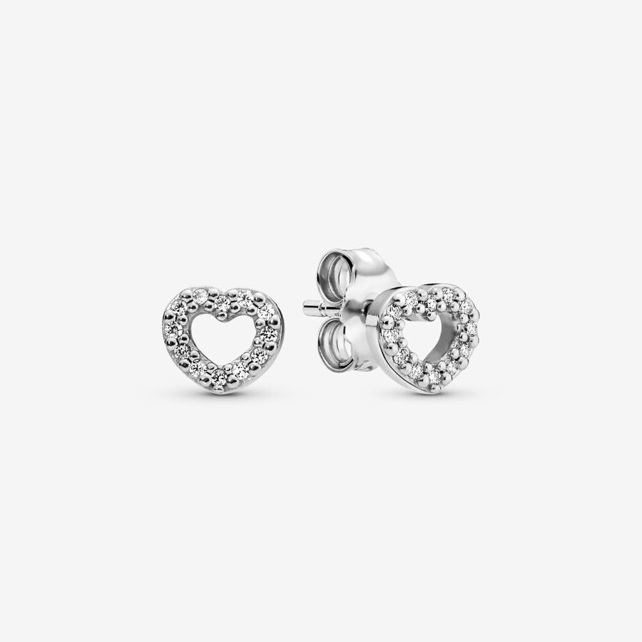 pandora open heart stud earrings Pandora Open Heart Stud Earrings, silver tone, view 1