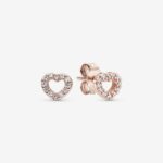 Pandora Open Heart Stud Earrings, rose tone, view 1