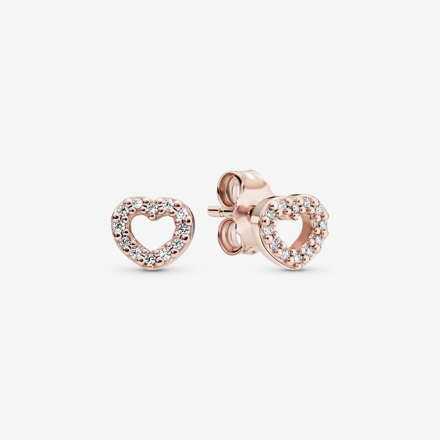 pandora open heart stud earrings Pandora Open Heart Stud Earrings, rose tone, view 1