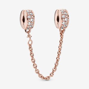 Home Pandora Pavé Safety Chain, rose tone, view 1
