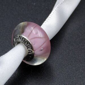 Pandora Pink Triangle Glass Bead Charm, pale pink, view 1