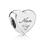 Pandora Polished Nan Heart Charm, silver tone, view 1