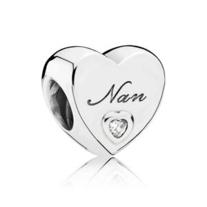 Pandora Polished Nan Heart Charm, silver tone, view 1