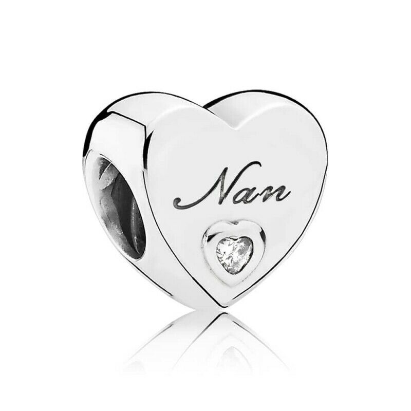 pandora polished nan heart charm Pandora Polished Nan Heart Charm, silver tone, view 1