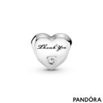 Pandora Polished Thank You Heart Charm, silver tone, view 1