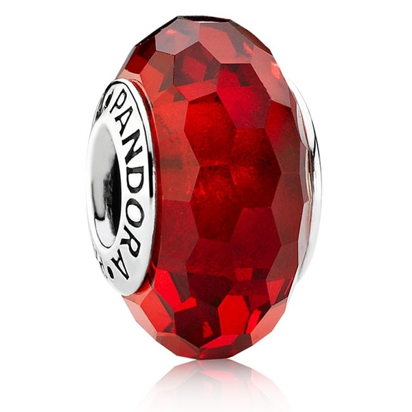 pandora red faceted glass bead charm Pandora Red Faceted Glass Bead Charm, red, view 1