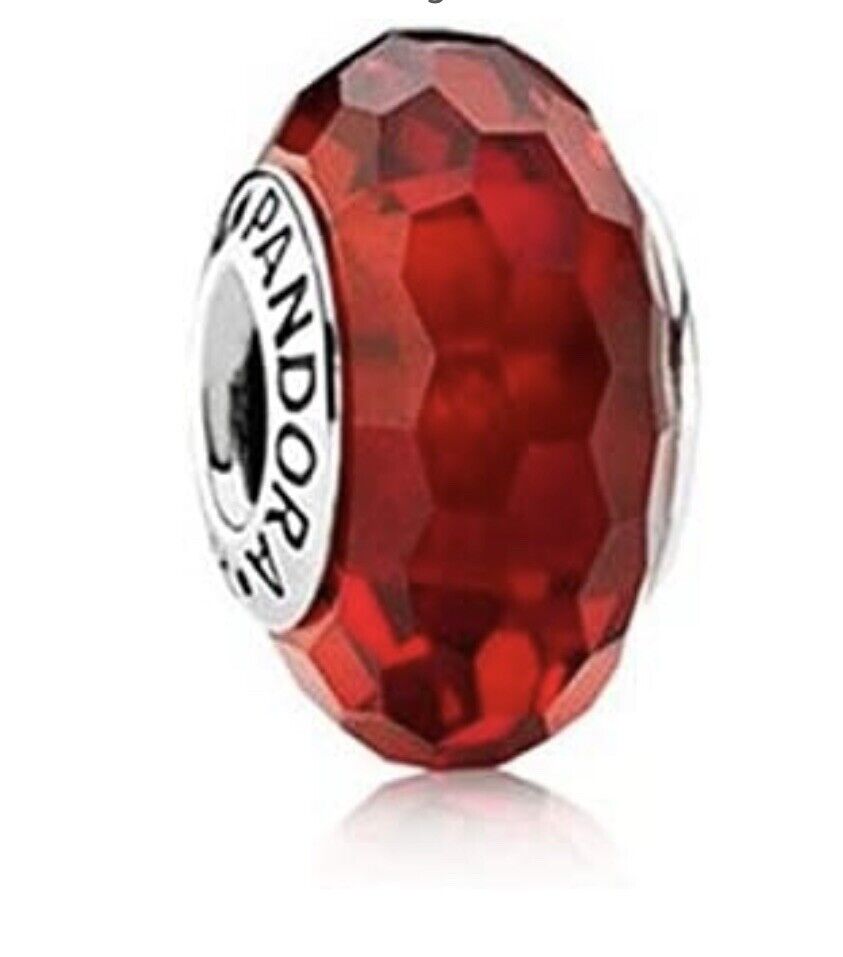 pandora red faceted glass bead charm Pandora Red Faceted Glass Bead Charm, red, view 2