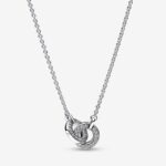 Pandora Signature Intertwined Pavé Necklace, silver tone, view 1