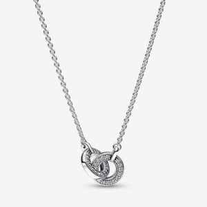 Pandora Signature Intertwined Pavé Necklace, silver tone, view 1