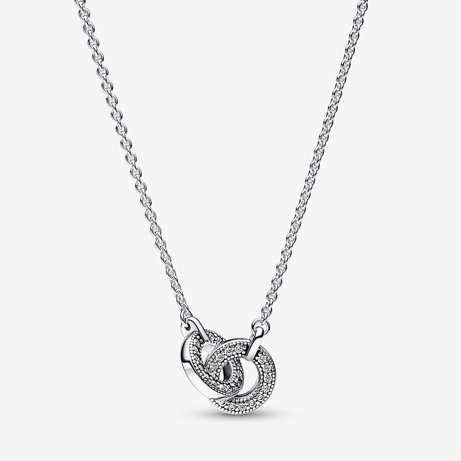 pandora signature intertwined pavé necklace Pandora Signature Intertwined Pavé Necklace, silver tone, view 1