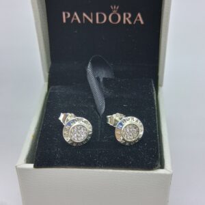 Pandora Signature Sparkling Stud Earrings, silver tone